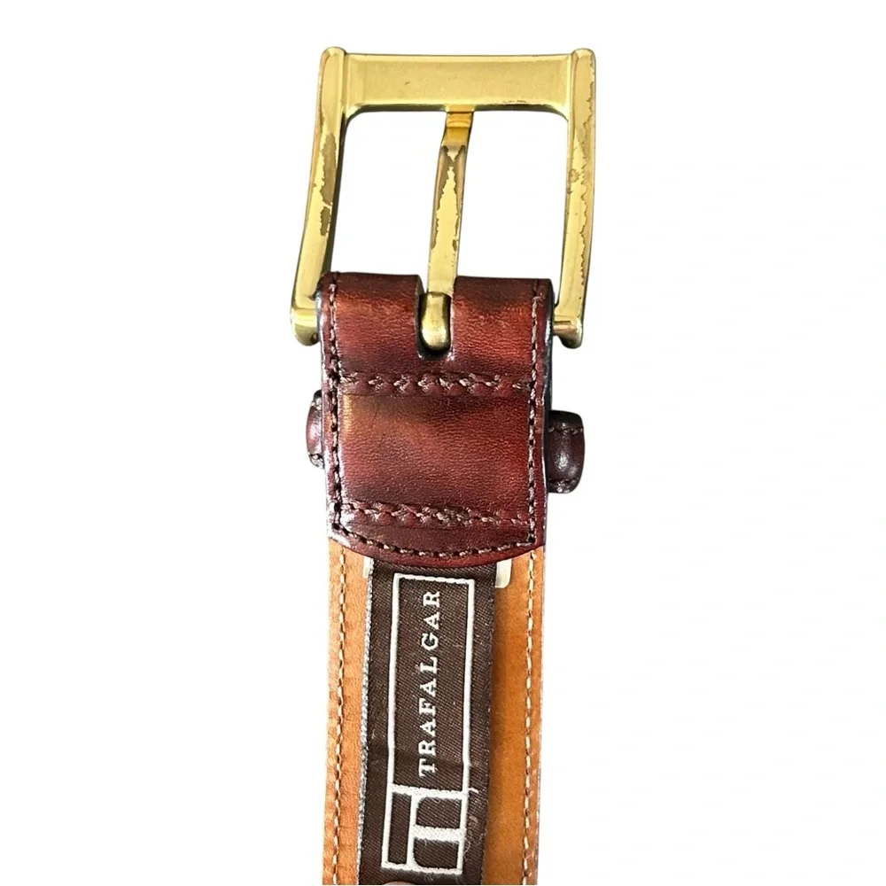 Trafalgar Hand Polished Cortina Leather Dress Belt 1101TF71-602 Men’s‎ 40 Brown